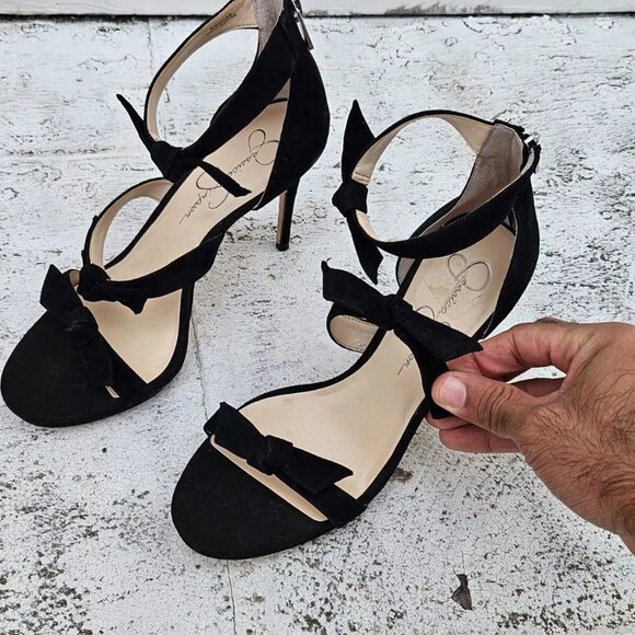 Jessica Simpson Women Heel Pump Sandal Black Suede Upper JS Kaycie Size 8.5M 39 - Picture 4 of 13